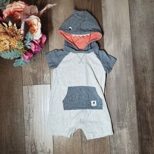 Carter's Size 12m Baby Toddler Boy Hooded Shark Romper Jumper 100% Cotton EUC